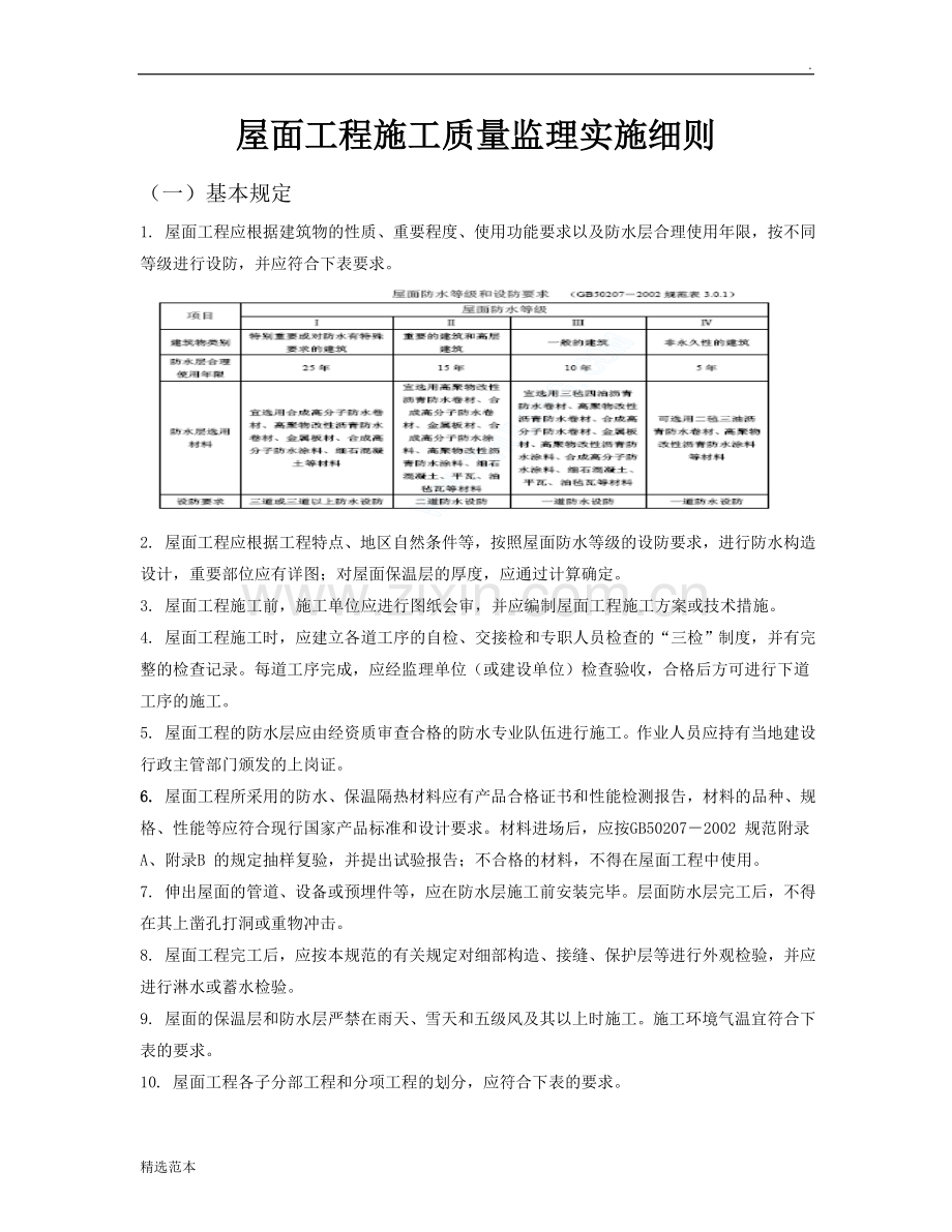 屋面工程施工质量监理实施细则.doc_第1页