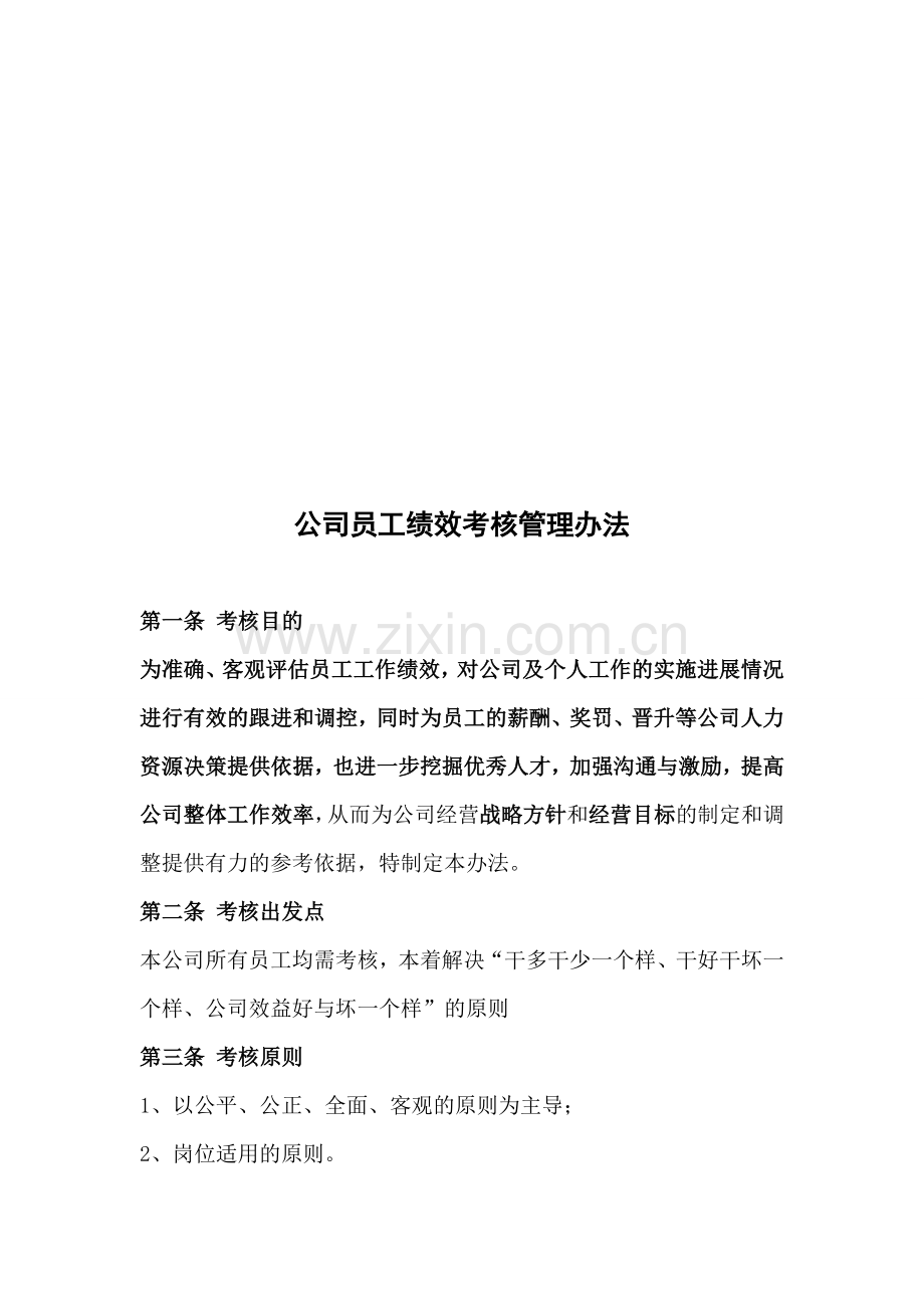 公司员工绩效考核管理办法.doc_第1页