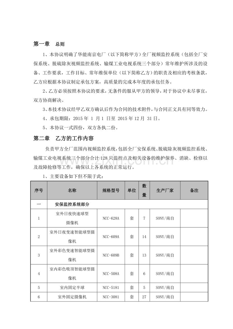 全厂视频监控系统维护检修承包技术协议(修订).doc_第2页