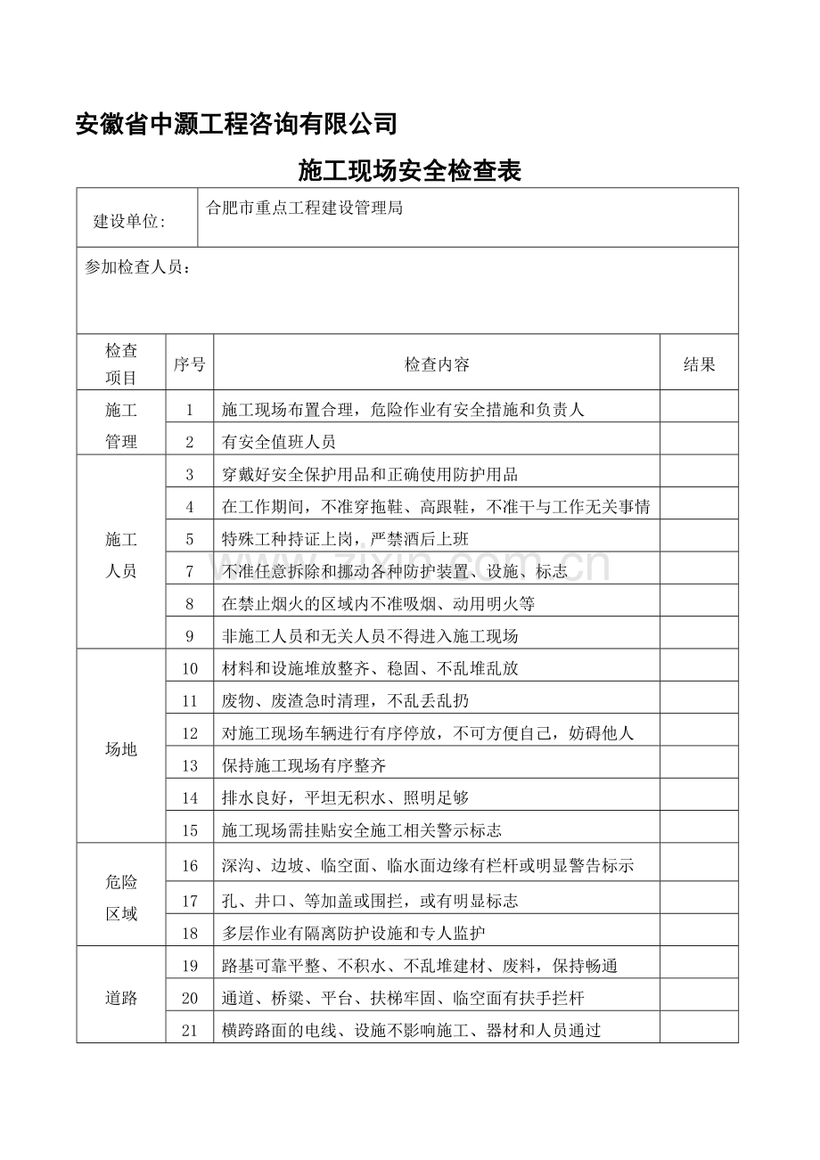 施工现场安全检查表1.doc_第1页