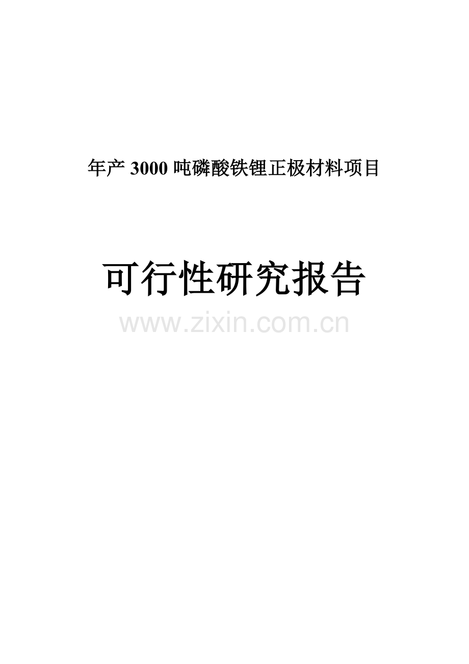 年产3000吨磷酸铁锂正极材料项目可行性研究报告.doc_第1页
