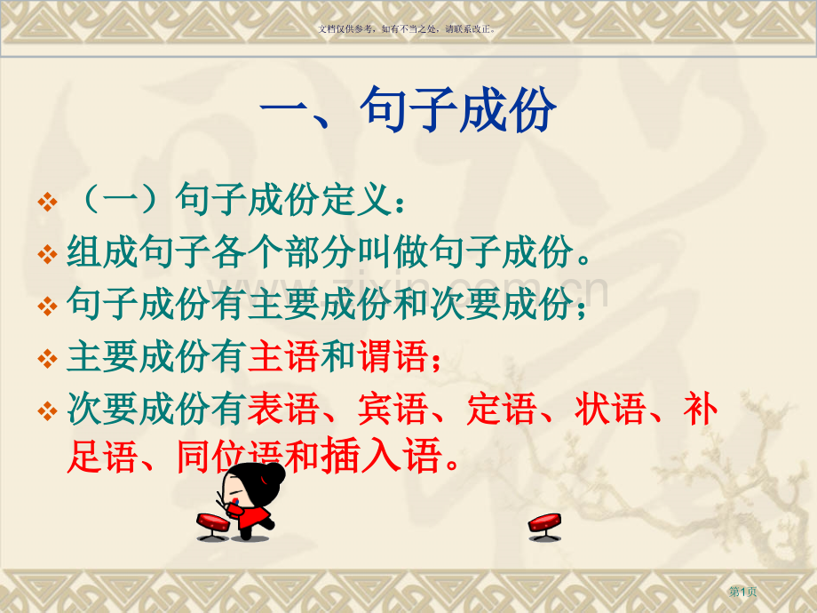 高中英语句子成分和练习省公共课一等奖全国赛课获奖课件.pptx_第1页