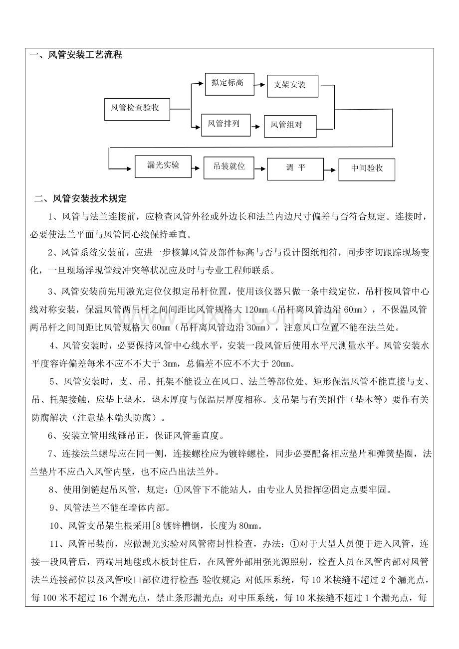 风管安装关键技术交底xxx站.doc_第1页
