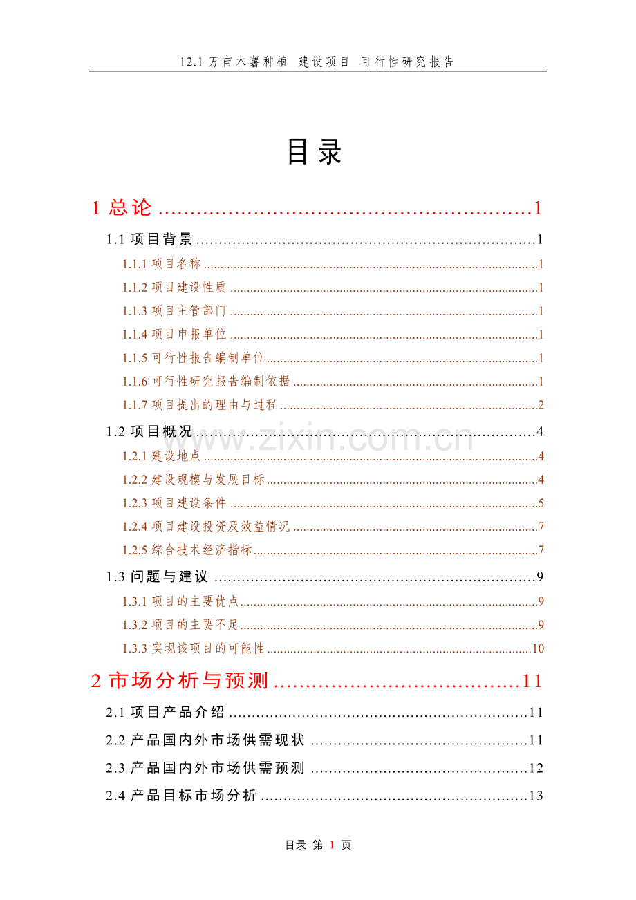 12.1万亩木薯种植项目建设可行性研究报告书.doc_第1页