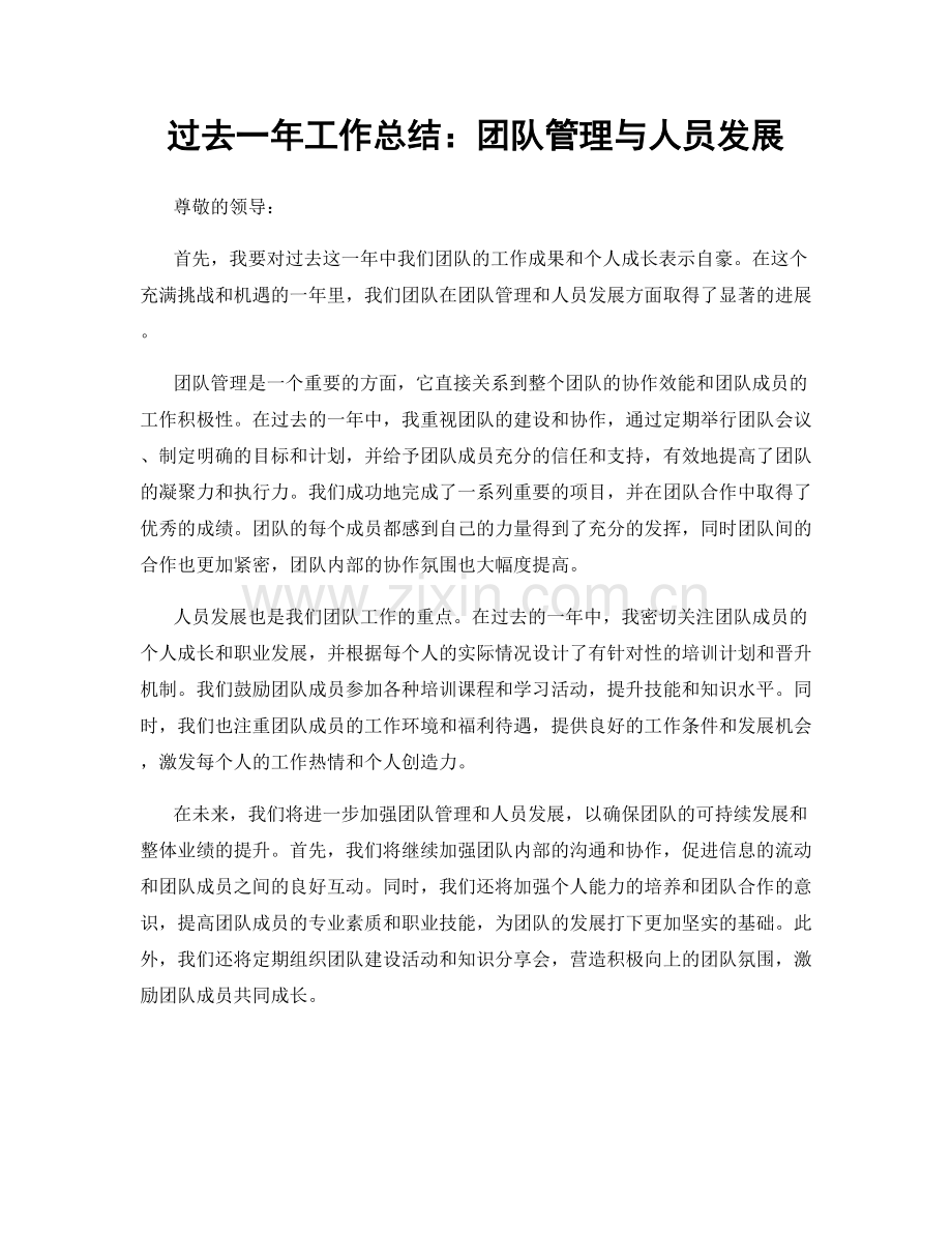 过去一年工作总结：团队管理与人员发展.docx_第1页