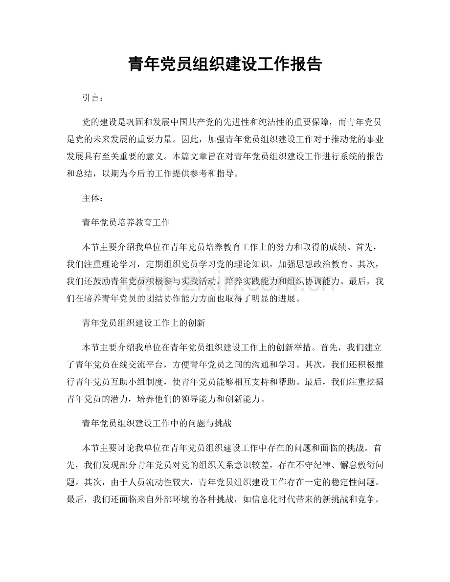 青年党员组织建设工作报告.docx_第1页