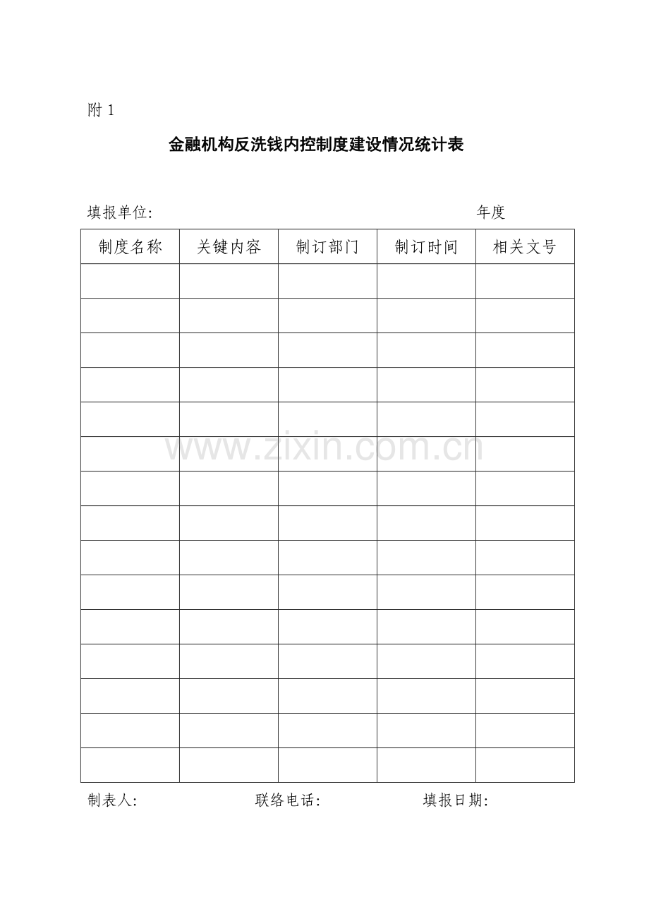 金融机构反洗钱内控制度建设情况统计表样本.doc_第2页