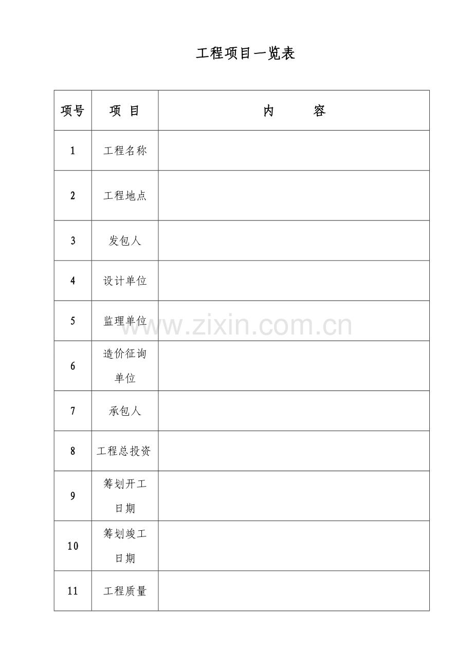 综合项目工程综合项目一览表.doc_第1页