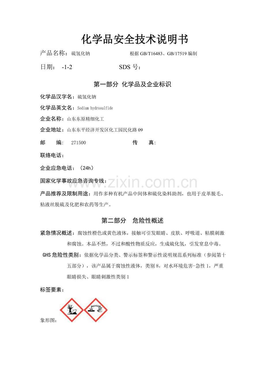 硫氢化钠安全关键技术说明指导书doc.doc_第1页