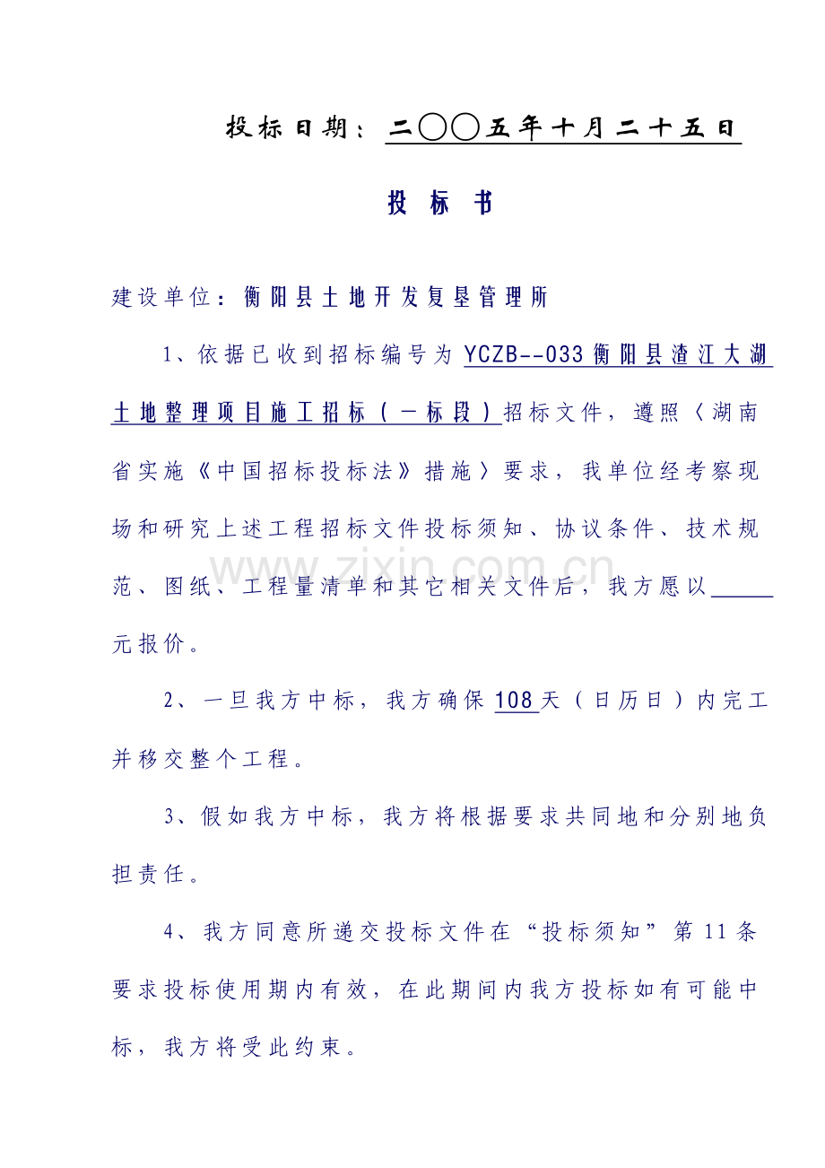 衡阳土地整理项目投标文件模板.doc_第2页