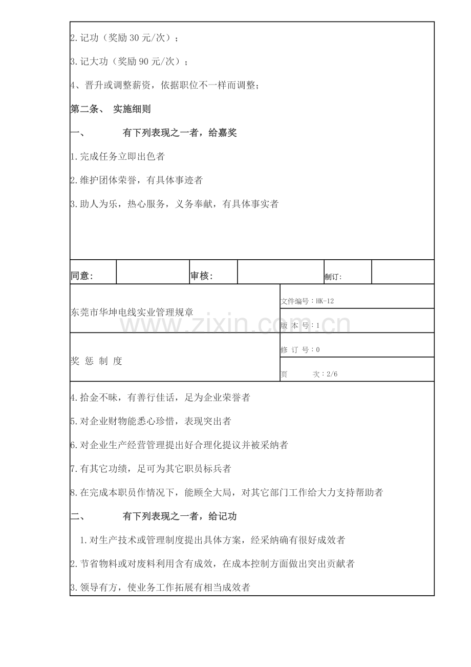 电线实业有限公司管理规章-奖惩制度样本.doc_第2页