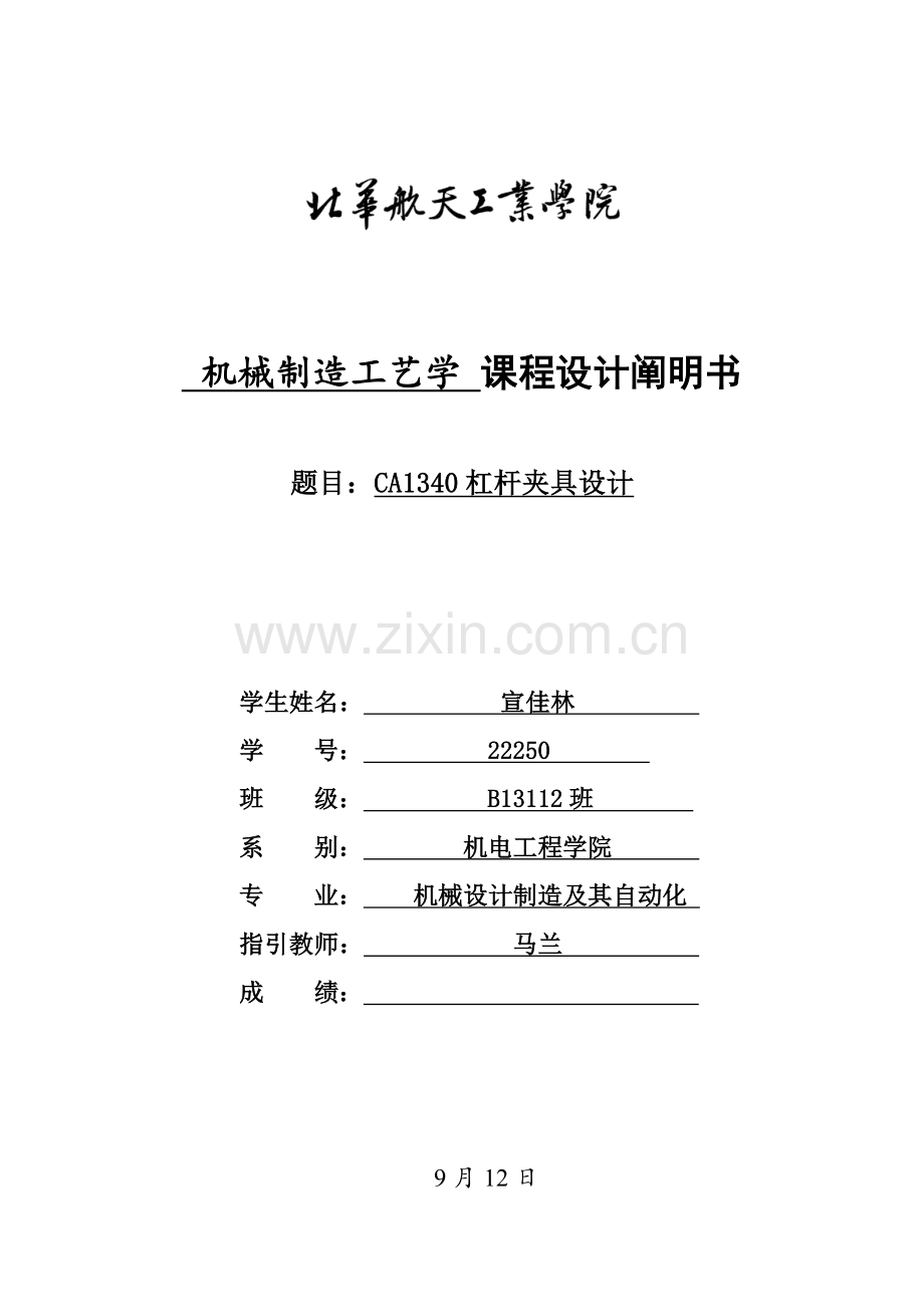 CA杠杆夹具设计专项说明书.docx_第1页