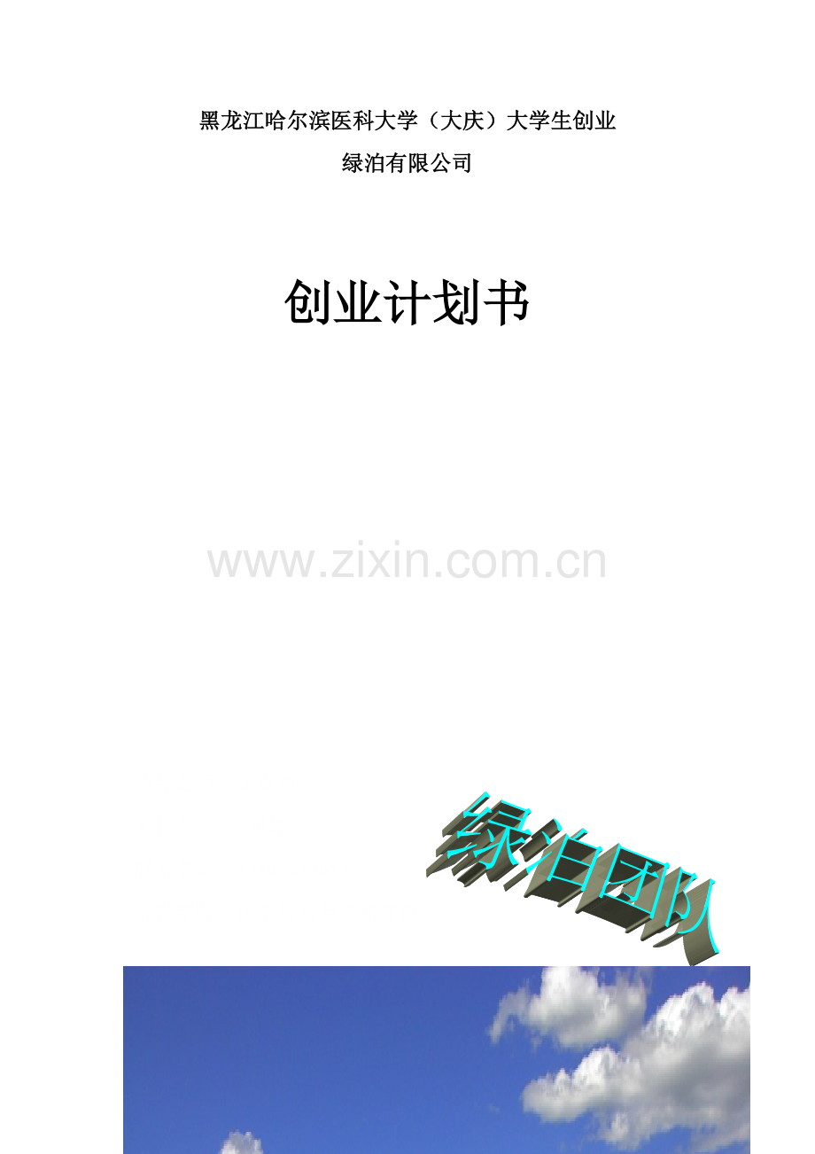 芦荟面包创业计划书.doc_第1页