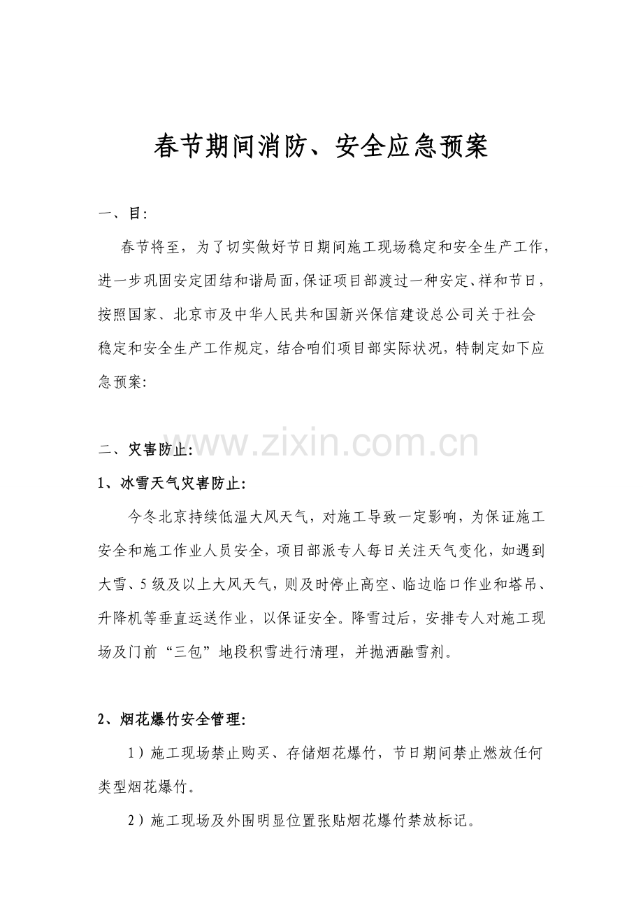 春节期间消防安全应急专项预案.doc_第1页