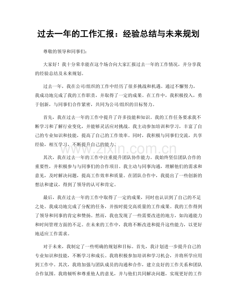 过去一年的工作汇报：经验总结与未来规划.docx_第1页