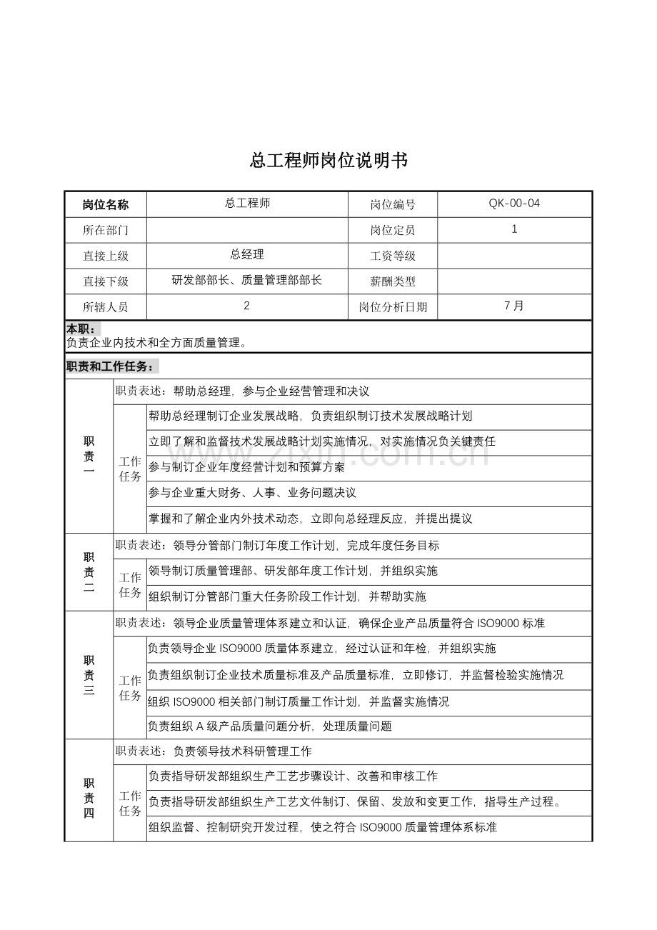 木业公司总工程师岗位职责样本.doc_第1页