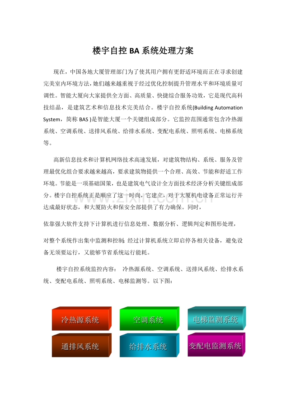 甲级写字楼大厦楼宇自控BA系统解决专项方案.docx_第1页