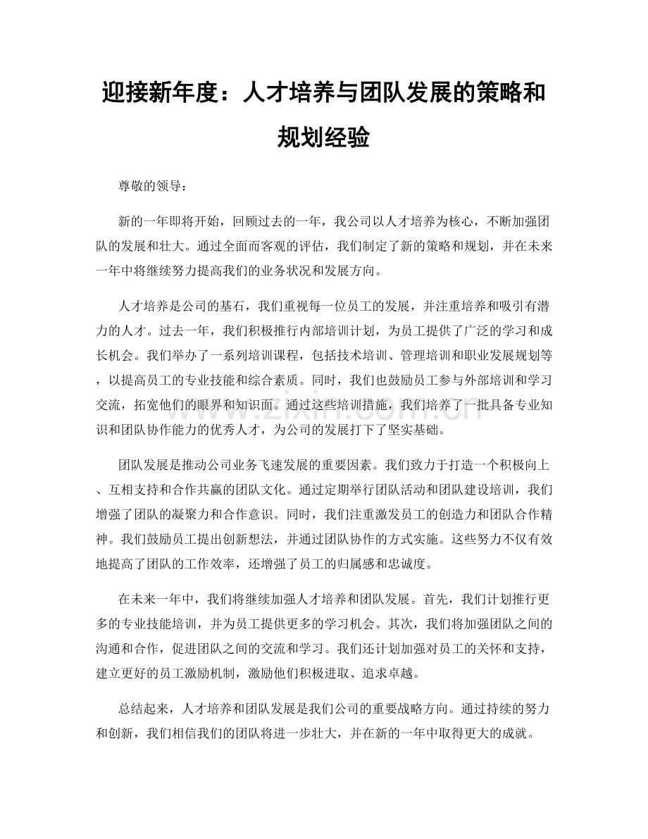迎接新年度：人才培养与团队发展的策略和规划经验.docx_第1页