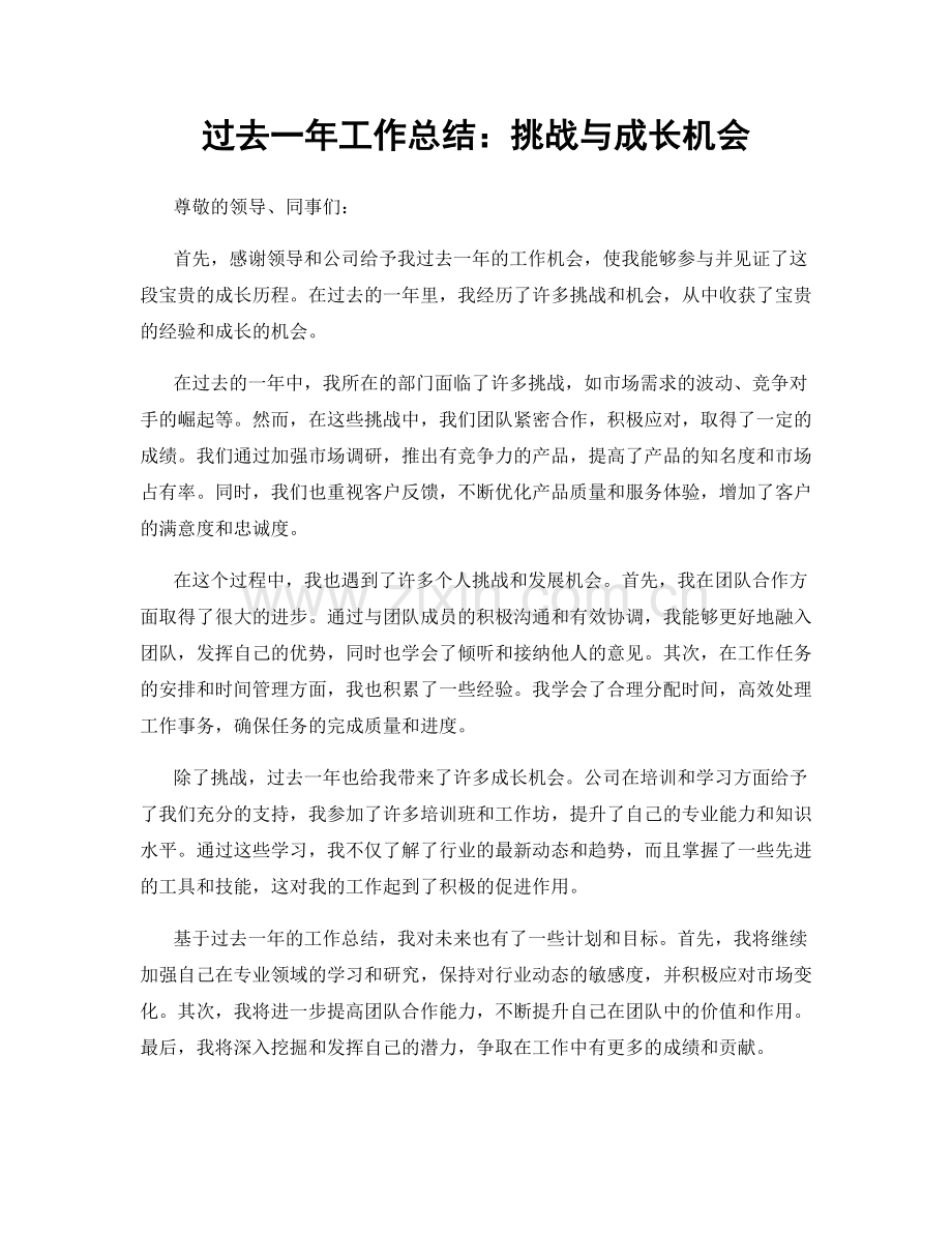 过去一年工作总结：挑战与成长机会.docx_第1页