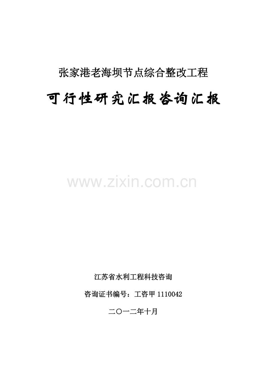 老海坝节点综合整治工程可行性研究报告咨询报告样本.doc_第1页