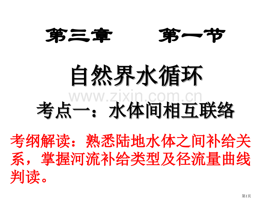 高考一轮复习自然界的水循环考点一水体间的相互联系省公共课一等奖全国赛课获奖课件.pptx_第1页