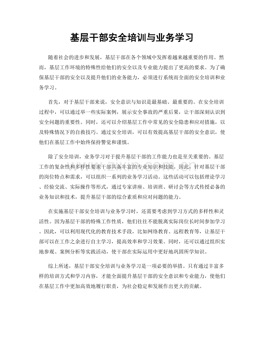 基层干部安全培训与业务学习.docx_第1页