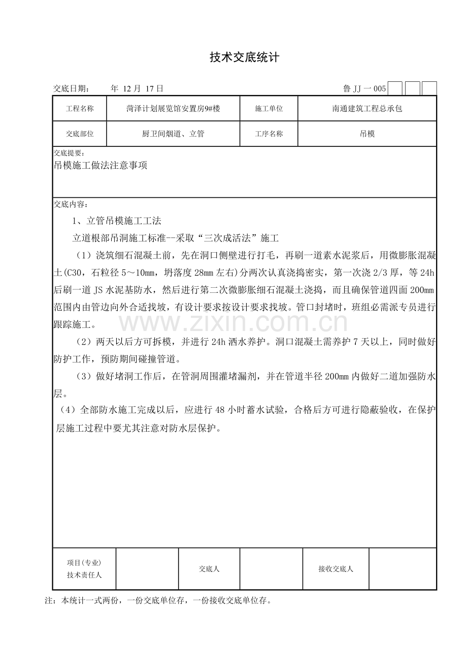 烟道吊洞核心技术交底.doc_第1页