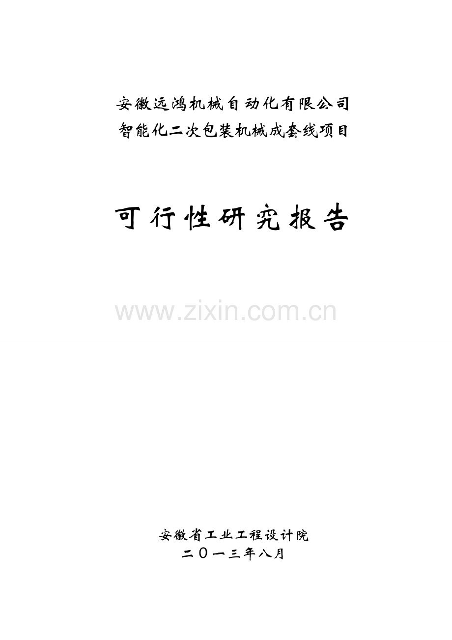 智能化二次包装机械成套线项目可行性研究报告.doc_第1页