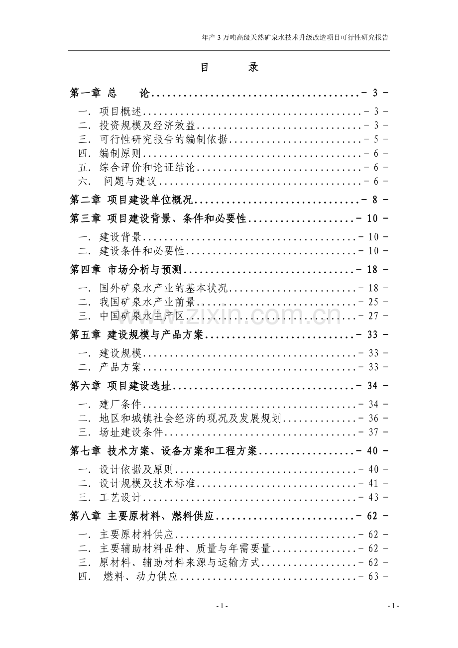 年产3万吨高级天然矿泉水技术升级改造项目建设可行性研究报告.doc_第1页