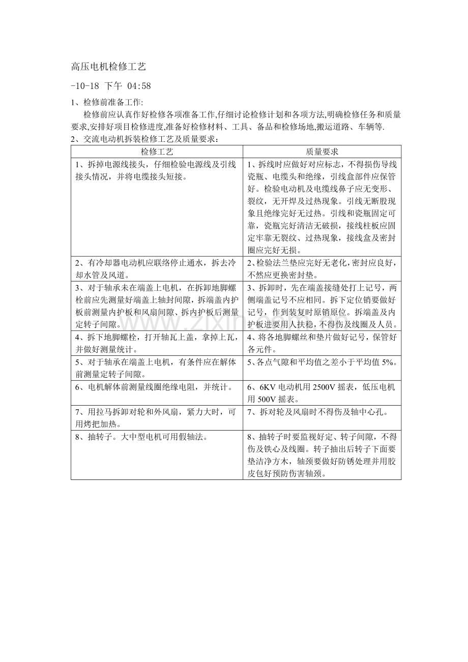 高压电动机检修工艺及标准模板.doc_第1页