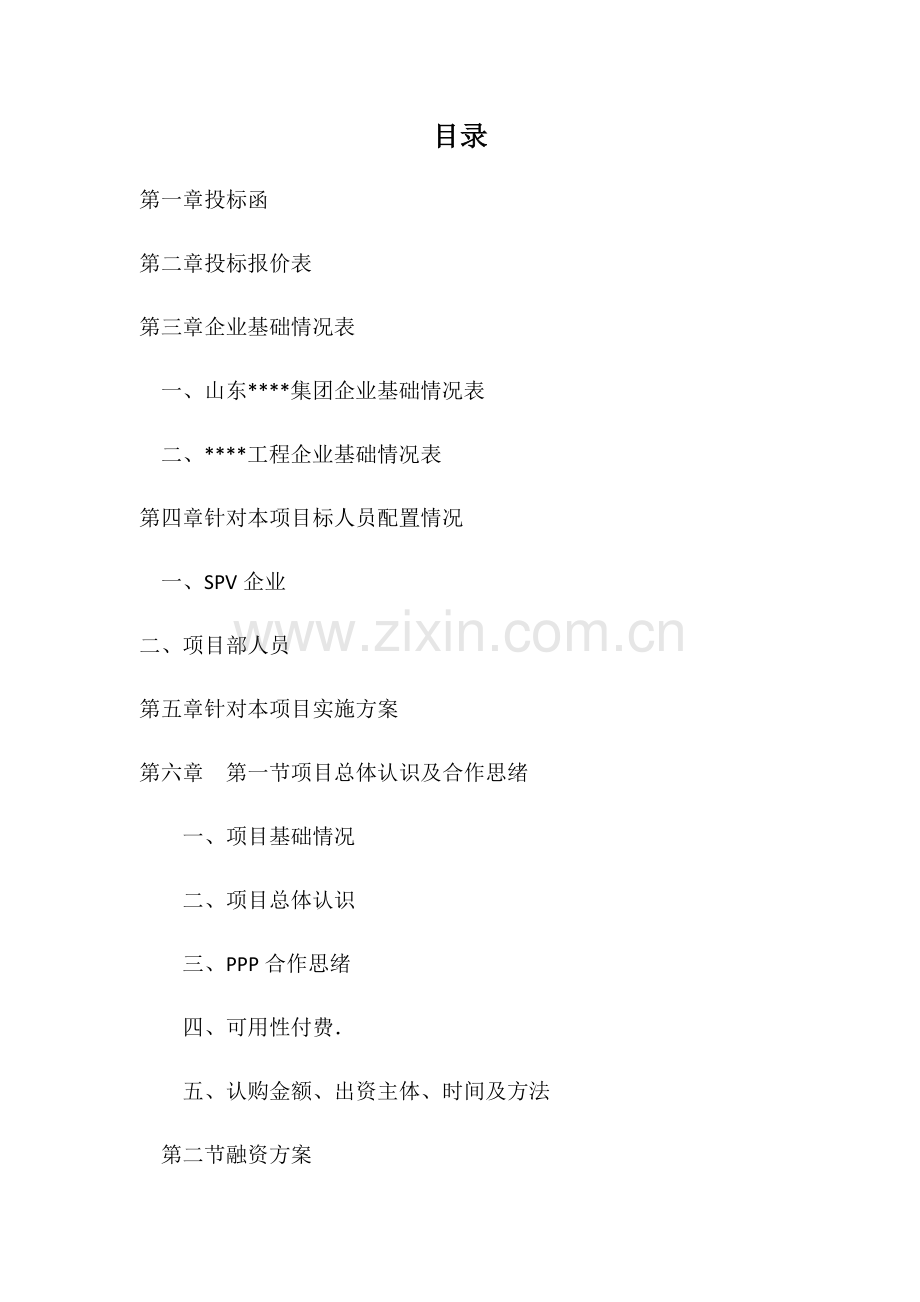 集团PPP项目投标文件模板.docx_第1页