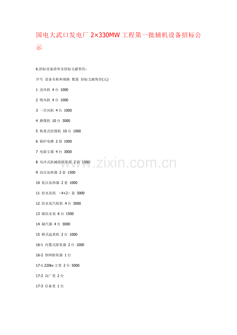 火力发电厂设备专项招标批次.doc_第1页