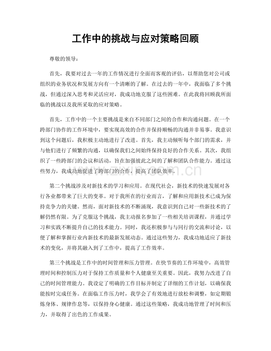 工作中的挑战与应对策略回顾.docx_第1页
