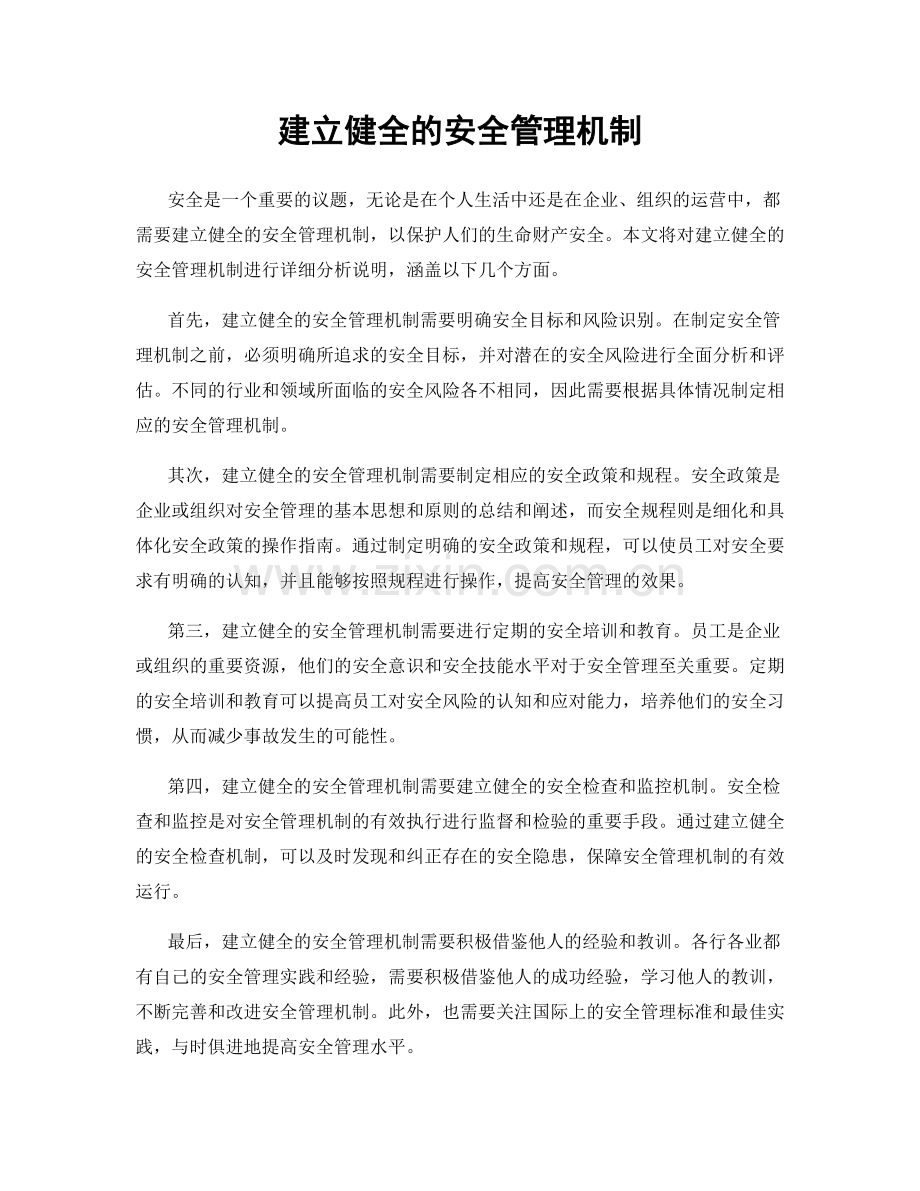 建立健全的安全管理机制.docx_第1页