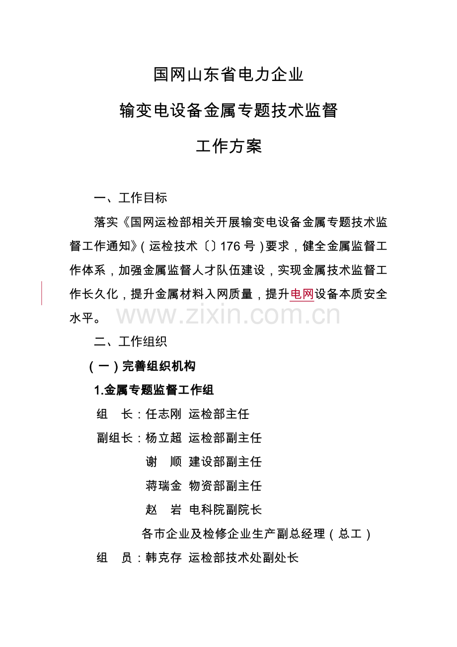 输变电设备金属专项技术监督工作方案模板.doc_第1页