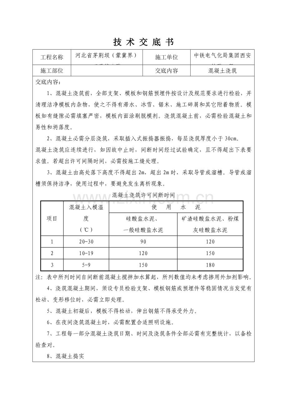 混凝土浇筑核心技术交底.doc_第1页