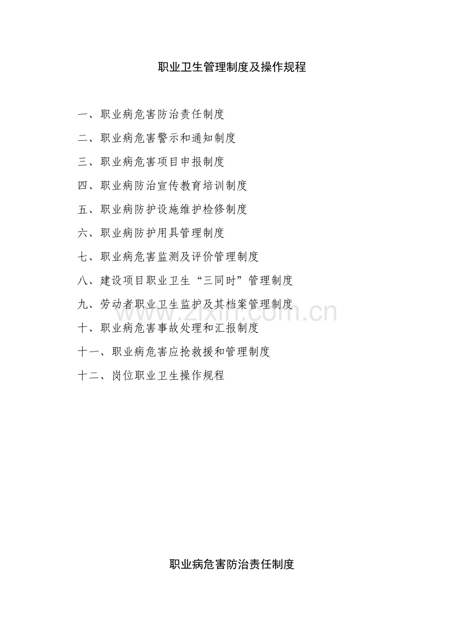 职业卫生管理制度及操作规程模板样本.doc_第1页