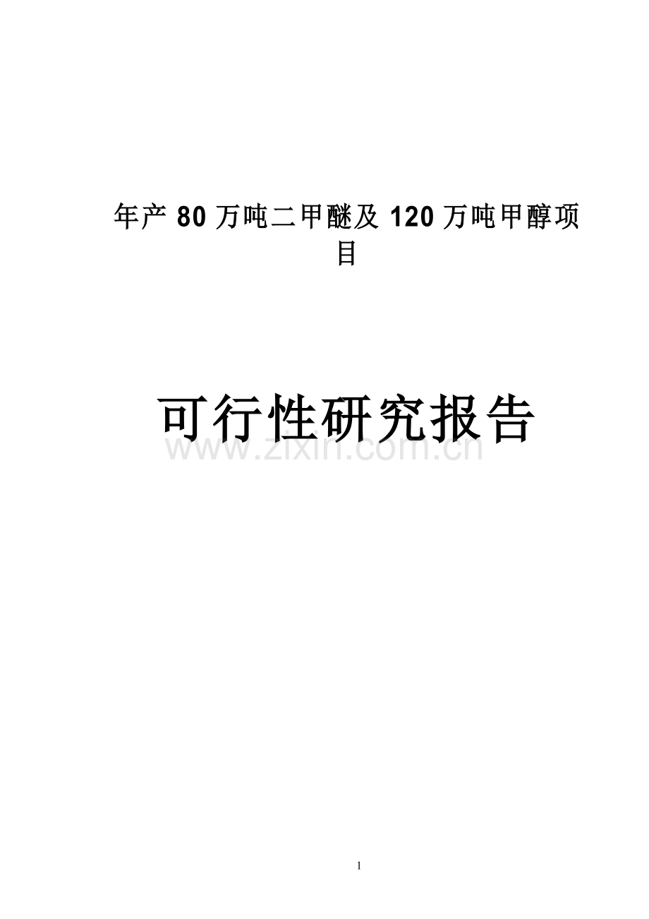 年产80万吨二甲醚及120万吨甲醇项目申请建设可研报告.doc_第1页