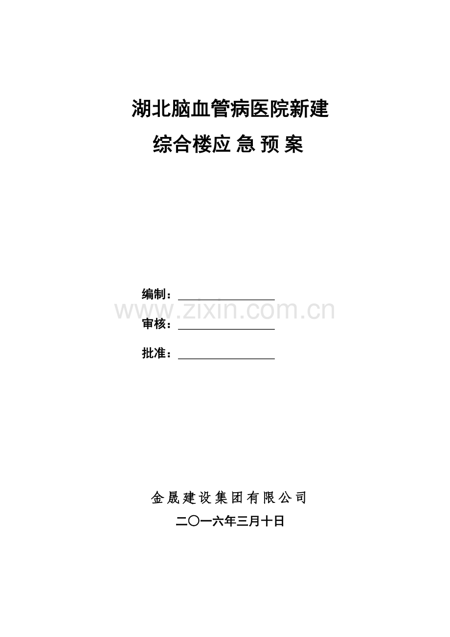 医院新建综合楼工地安全应急预案方案.doc_第1页