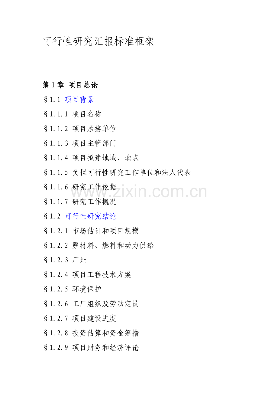 可行性专项研究报告基础标准框架发改委.docx_第1页