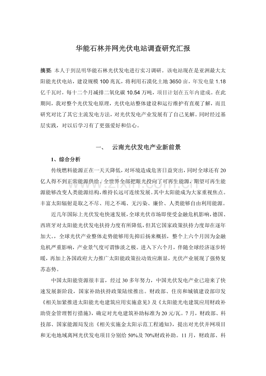 华能石林并网光伏电站调查专项研究报告.doc_第1页