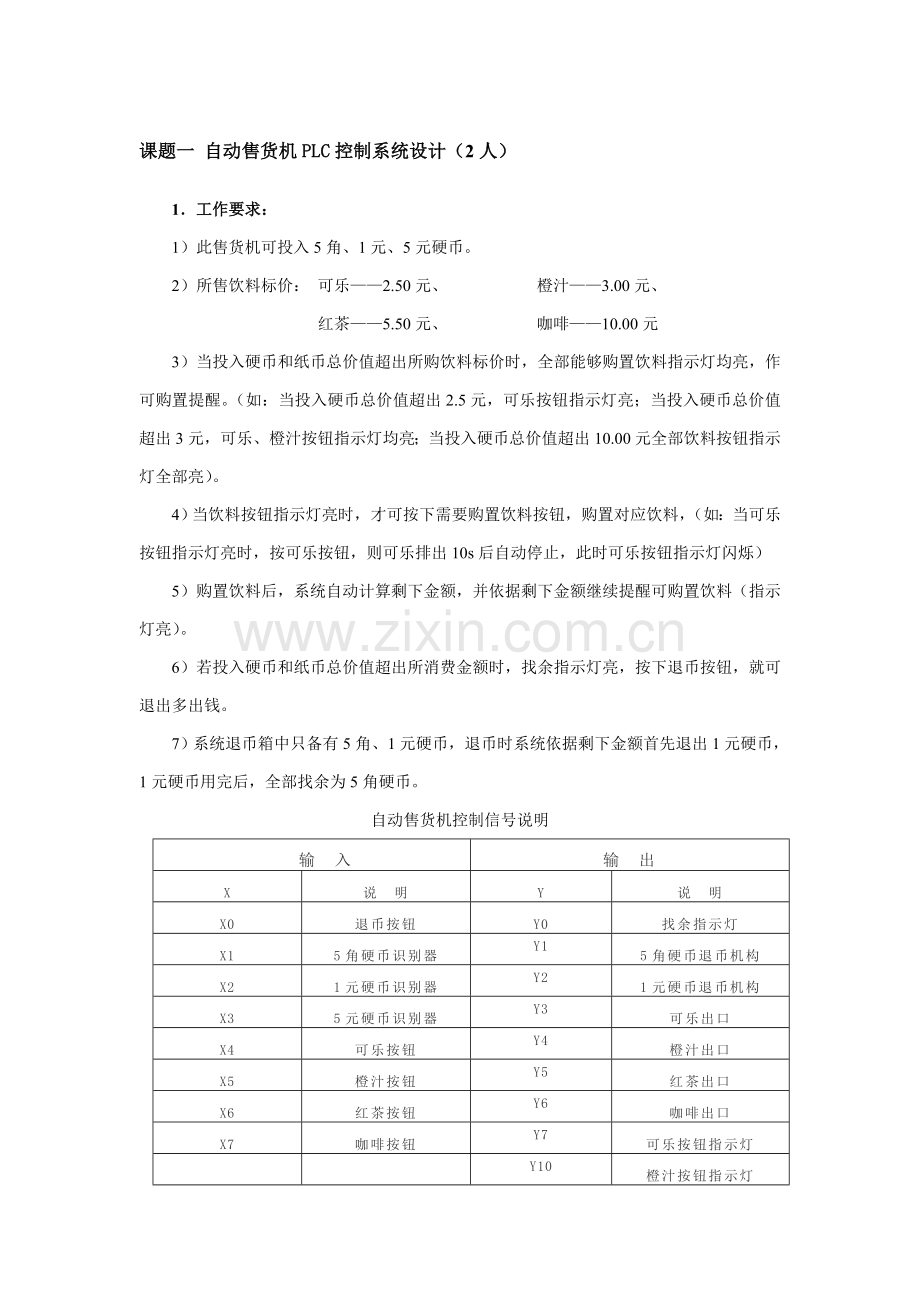 PLC专业课程设计选题.doc_第1页