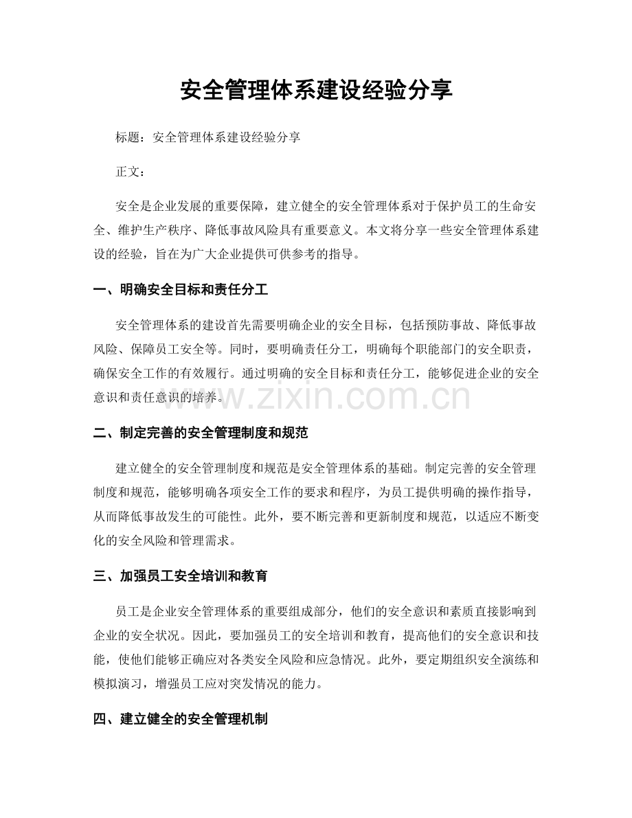 安全管理体系建设经验分享.docx_第1页