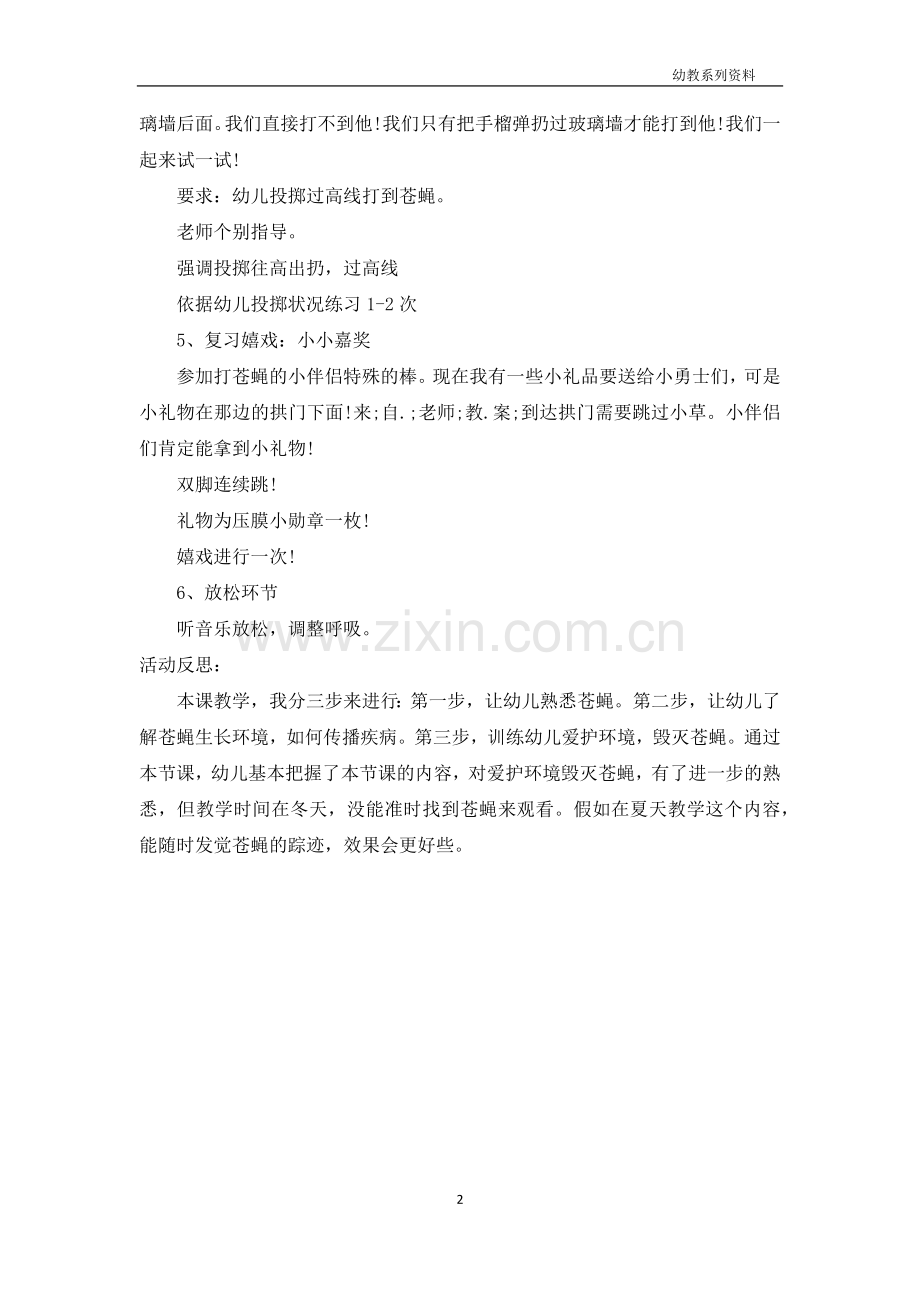 大班健康优秀教案及教学反思《打苍蝇》.docx_第2页