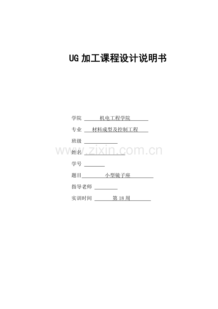 UG加工专业课程设计项目说明指导书.docx_第1页
