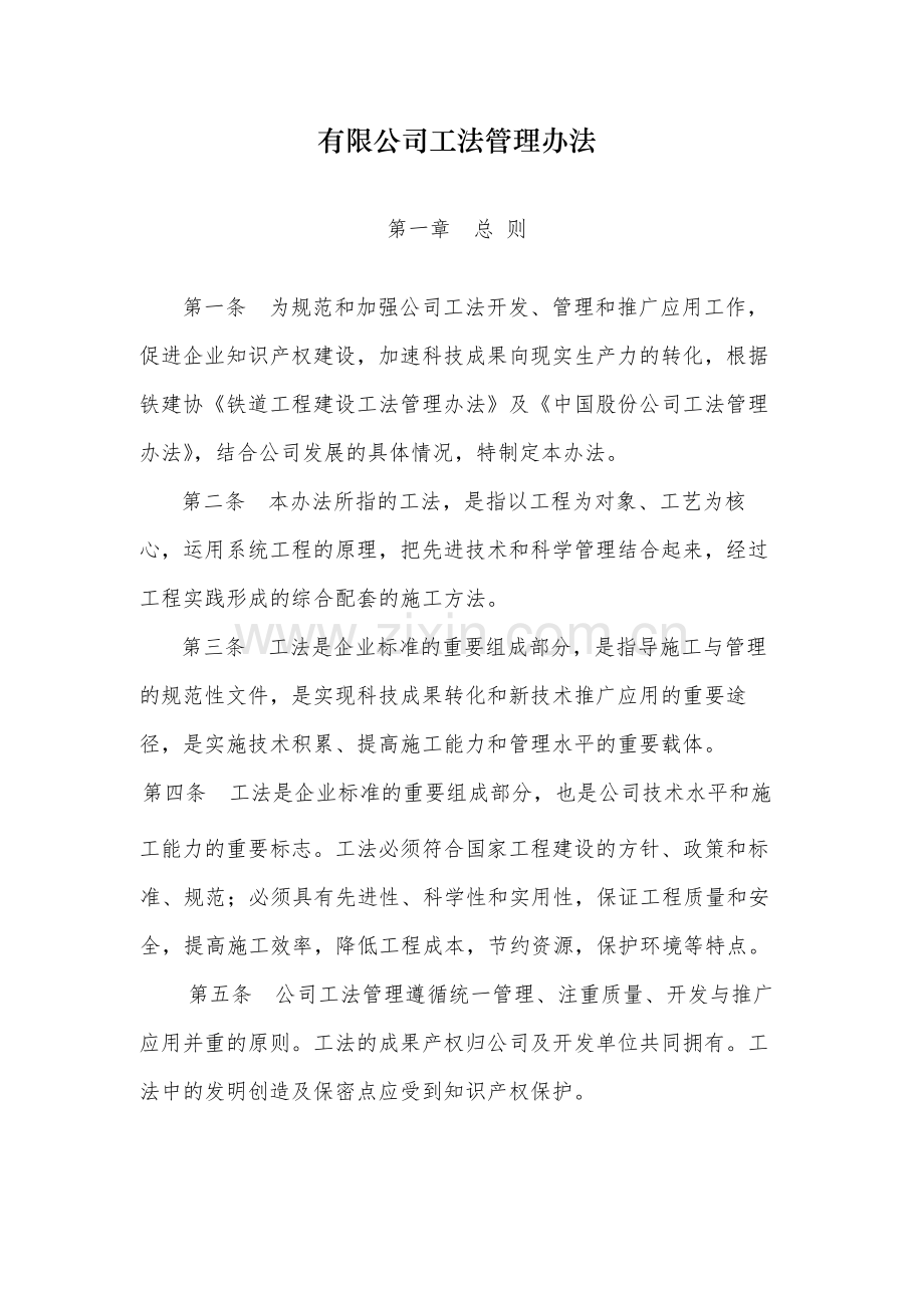 国有有限公司工法管理办法-模版.docx_第1页