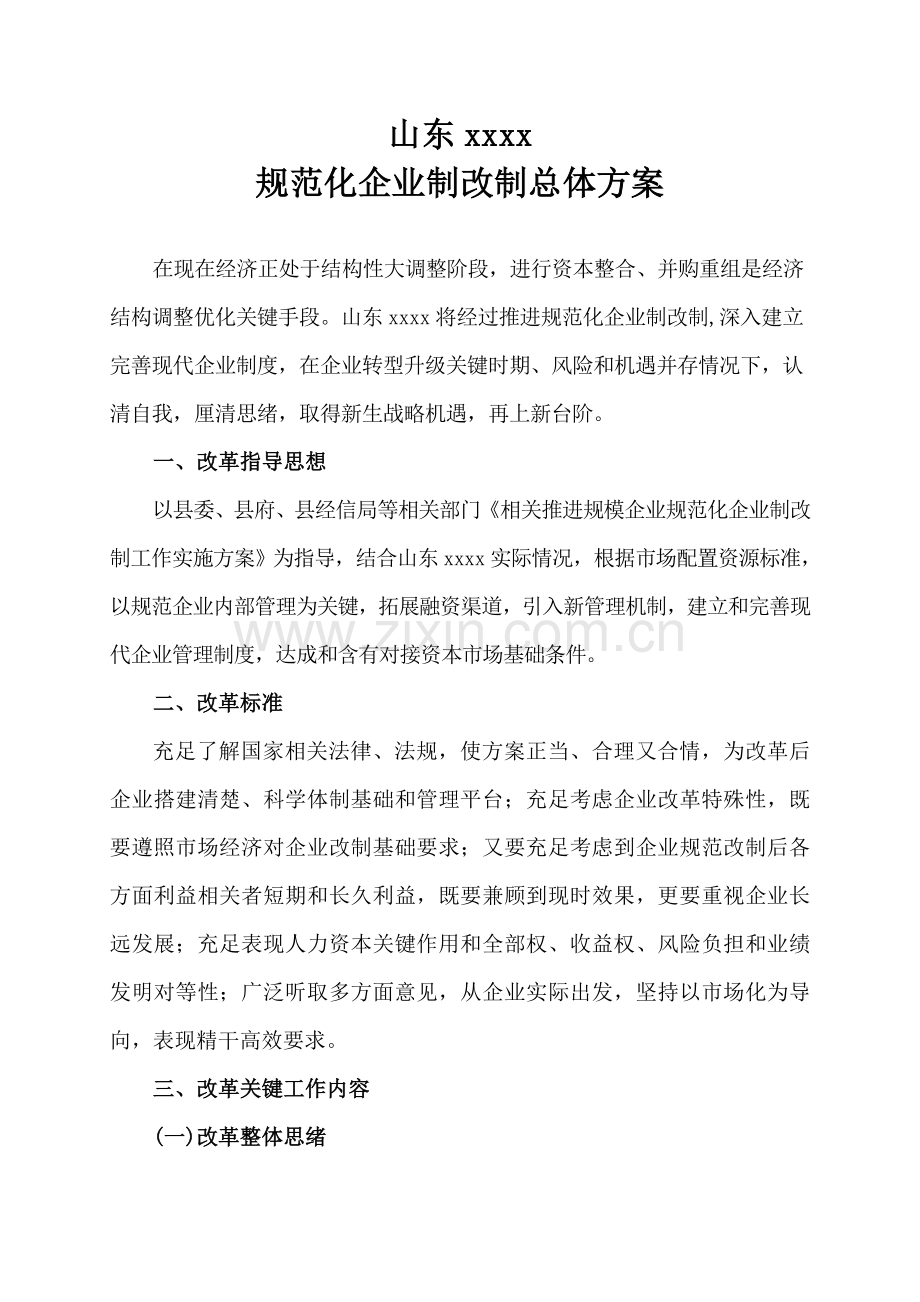 xxxx公司制改制专项方案模板.doc_第2页