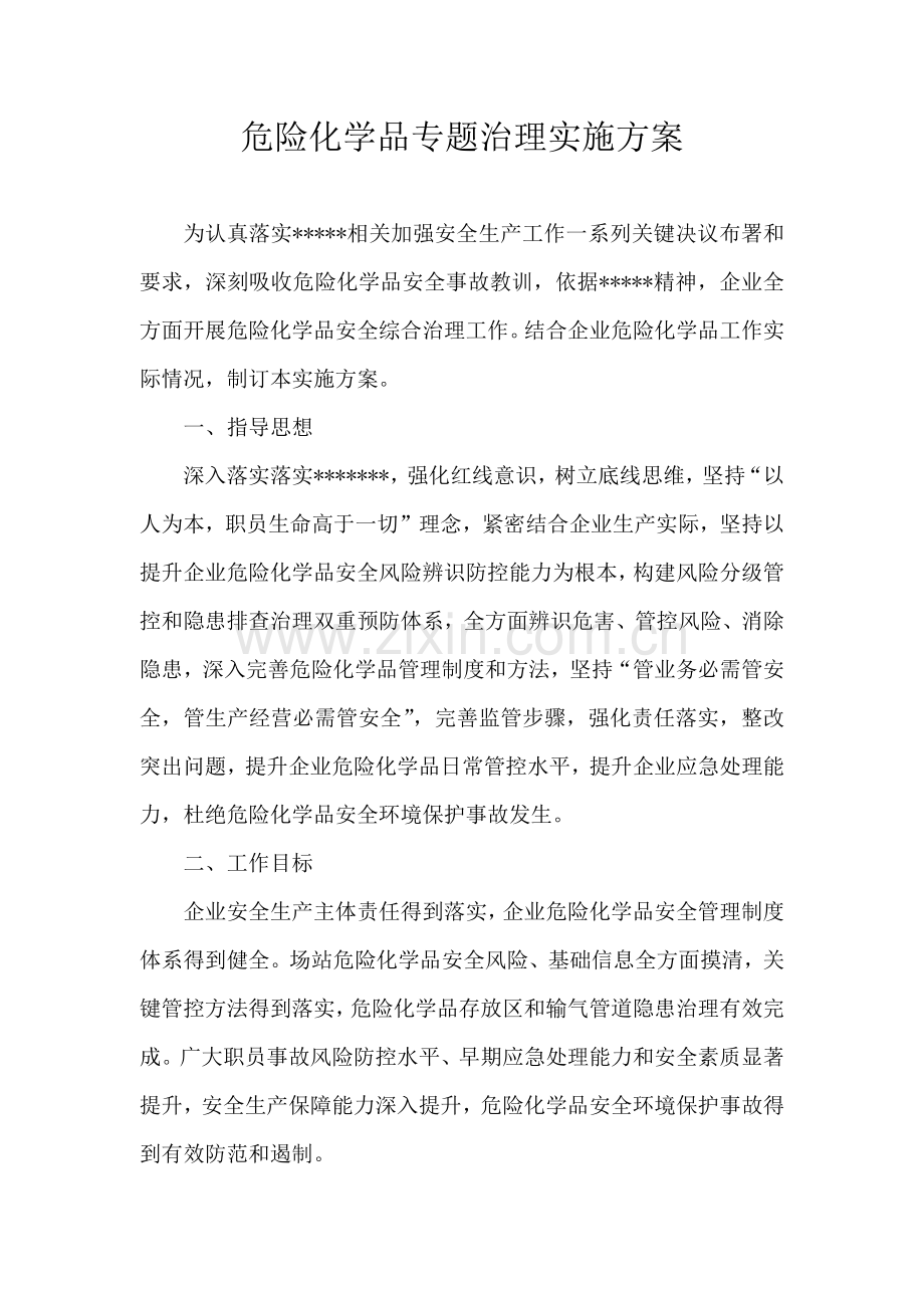 危险化学品专项治理专业方案.docx_第1页