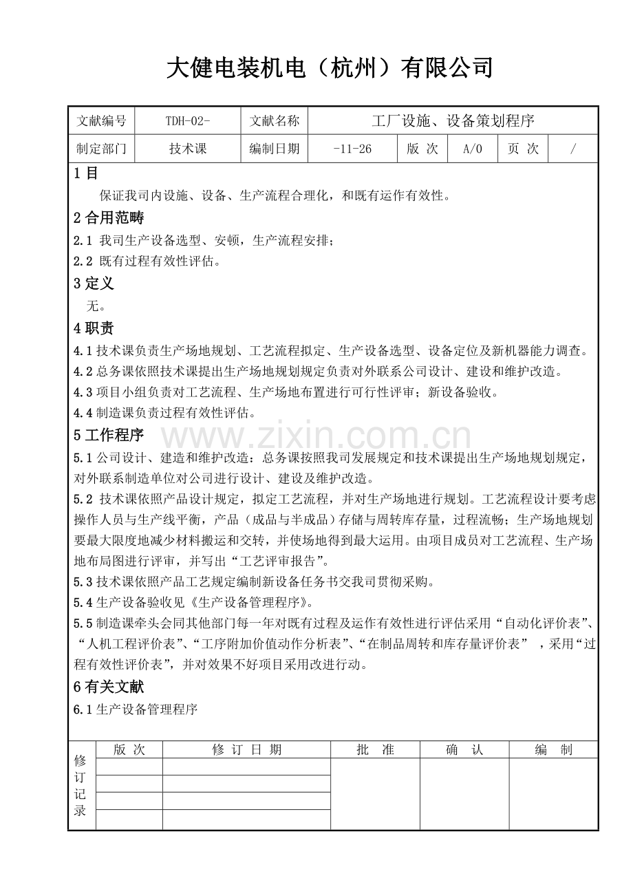 工厂设施设备专业策划程序.doc_第1页