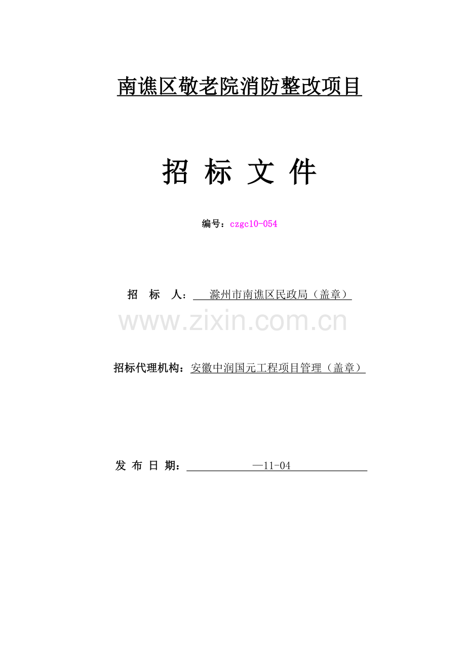 区敬老院消防整改项目招标文件模板.doc_第1页